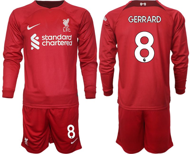 Men 2022-2023 Club Liverpool home long sleeves red #8 Soccer Jersey->customized soccer jersey->Custom Jersey